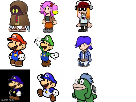 paper smg4 characters no anti cast | image tagged in blank white template | made w/ Imgflip meme maker