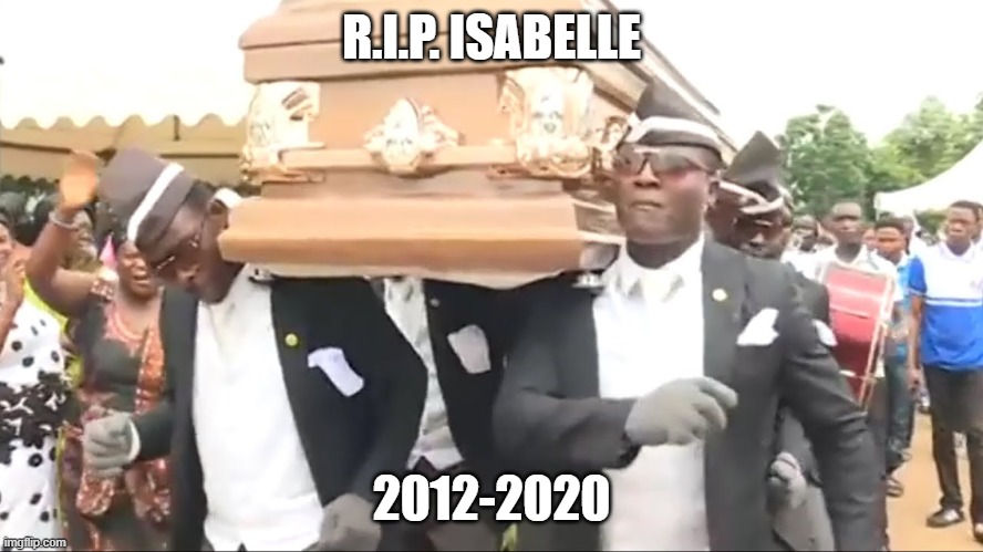 Coffin Dance | R.I.P. ISABELLE 2012-2020 | image tagged in coffin dance | made w/ Imgflip meme maker