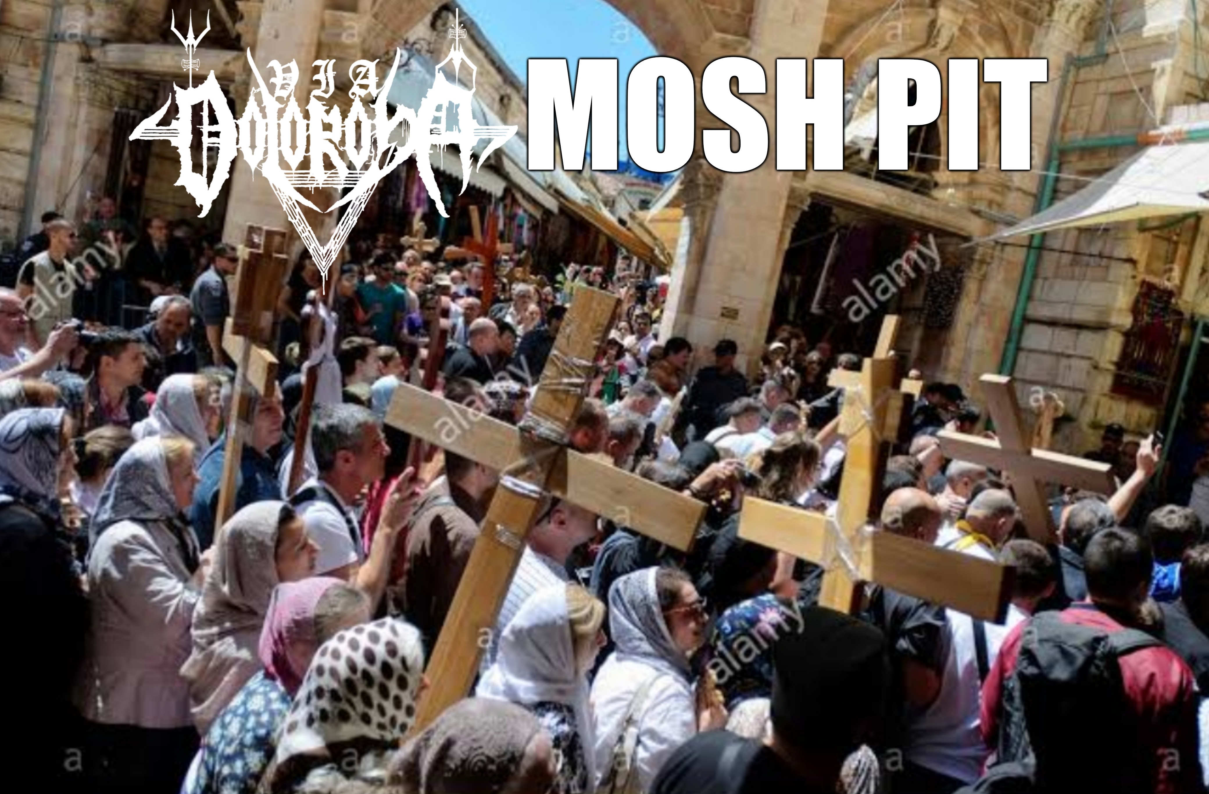 Via Dolorosa. Italian black metal band, name taken from a Latin phrase which is strongly associated with Christianity, but... | MOSH PIT | image tagged in black metal,via dolorosa,metal,band,italy | made w/ Imgflip meme maker