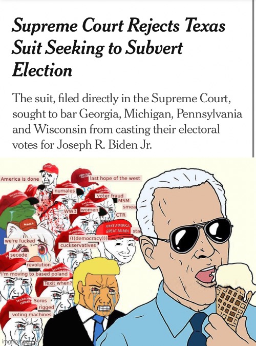 Democracy prevails once a gain | image tagged in take the l,donald trump,supreme court,2020 elections,joe biden,democracy | made w/ Imgflip meme maker