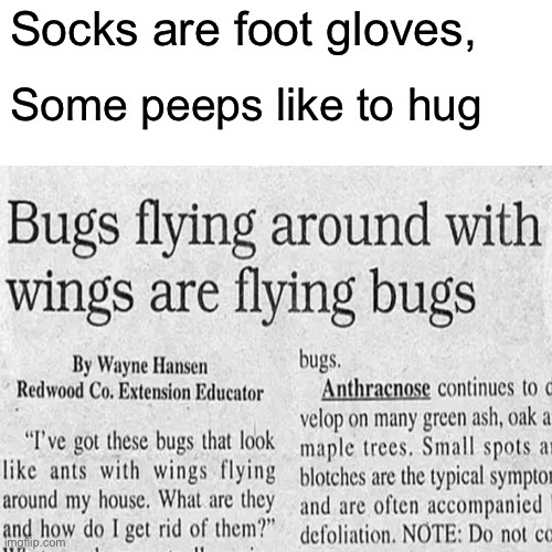 Socks are foot gloves, Some peeps like to hug | made w/ Imgflip meme maker