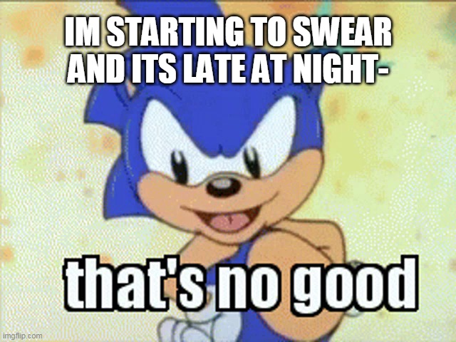 That's no good | IM STARTING TO SWEAR AND ITS LATE AT NIGHT- | image tagged in that's no good | made w/ Imgflip meme maker