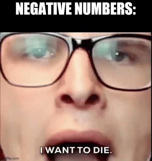 i want to die | NEGATIVE NUMBERS: | image tagged in i want to die | made w/ Imgflip meme maker