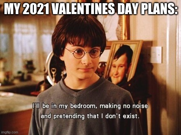 i'll be in my room | MY 2021 VALENTINES DAY PLANS: | image tagged in lol,funny,memes,stop reading the tags,or,barney will eat all of your delectable biscuits | made w/ Imgflip meme maker