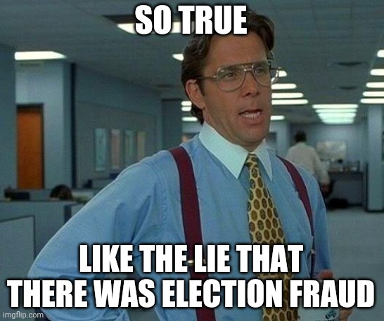 That Would Be Great Meme | SO TRUE LIKE THE LIE THAT THERE WAS ELECTION FRAUD | image tagged in memes,that would be great | made w/ Imgflip meme maker