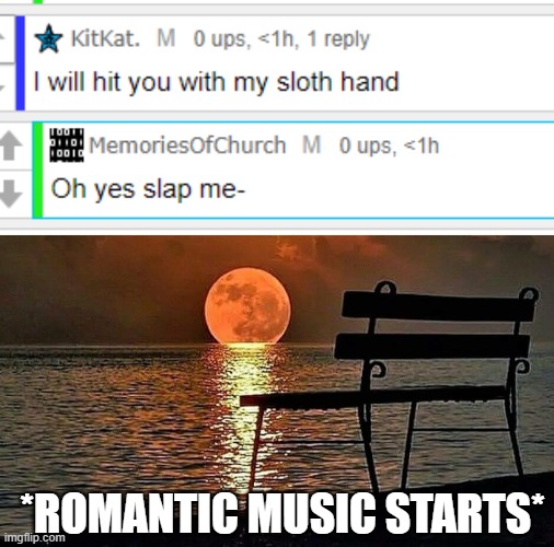 *ROMANTIC MUSIC STARTS* | image tagged in romantic sunset | made w/ Imgflip meme maker