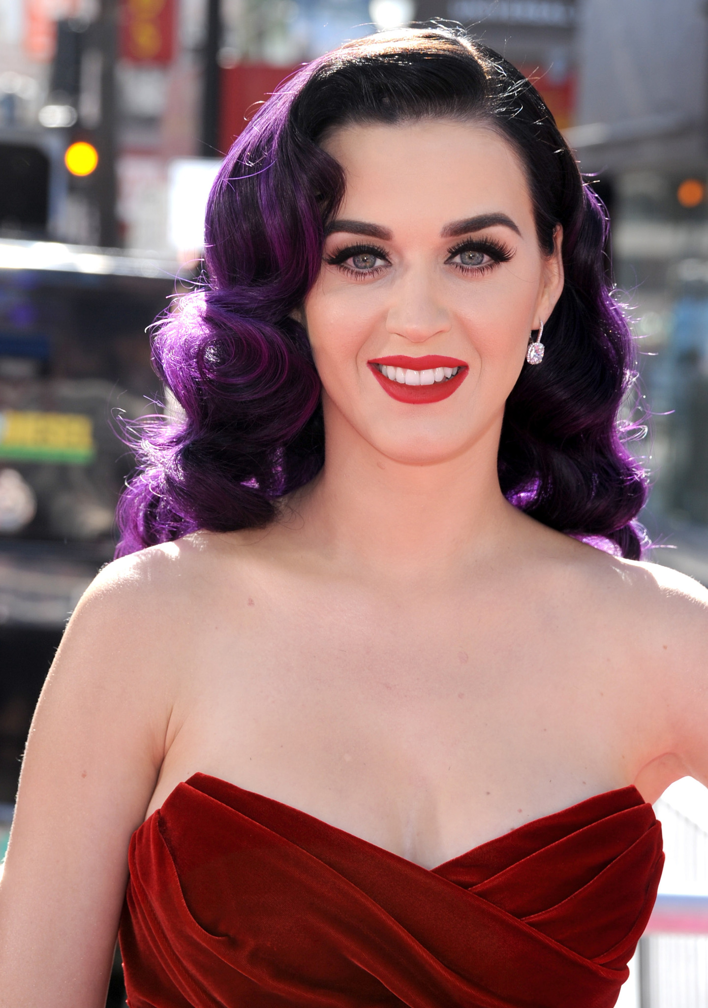 High Quality Katy Perry purple hair Blank Meme Template