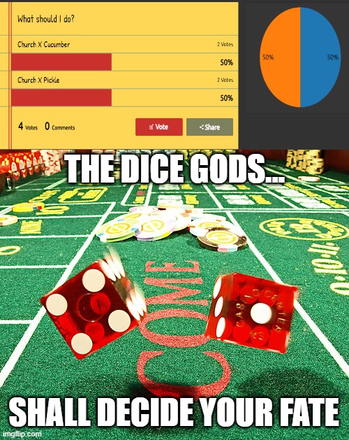 gamble dice craps | THE DICE GODS... SHALL DECIDE YOUR FATE | image tagged in gamble dice craps | made w/ Imgflip meme maker