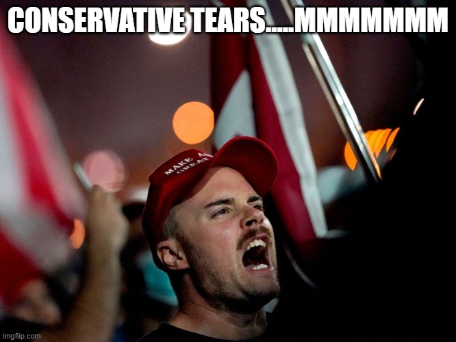 Crying Conservative | CONSERVATIVE TEARS.....MMMMMMM | image tagged in crying conservative | made w/ Imgflip meme maker