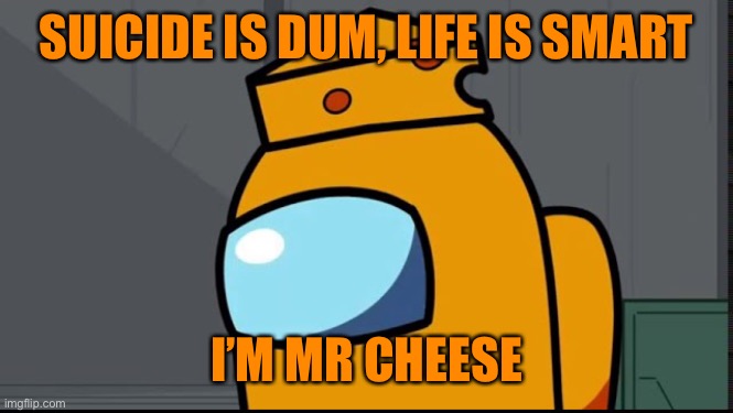 And now, a word from Mr Cheese | SUICIDE IS DUM, LIFE IS SMART; I’M MR CHEESE | made w/ Imgflip meme maker