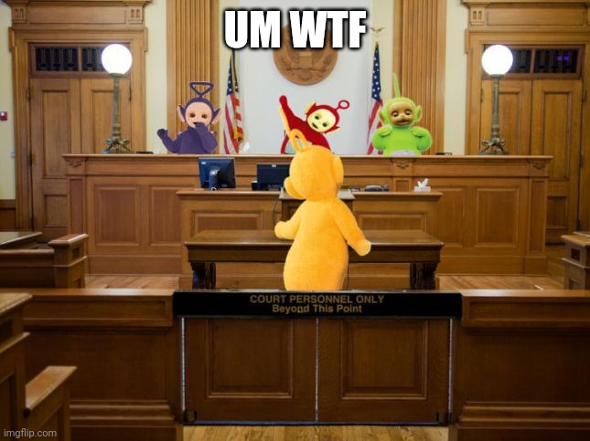 Ummmm tf is that supposed to be |  UM WTF | image tagged in teletubby court,teletubbies,wtf | made w/ Imgflip meme maker