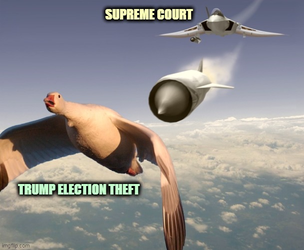 Trump's goose is cooked. The con man just ran out of lies. | SUPREME COURT; TRUMP ELECTION THEFT | image tagged in trump,election,fraud,failure,con man | made w/ Imgflip meme maker