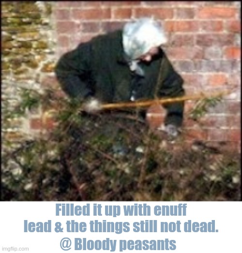 Smart Mix 30: Frankie Knuckles by Smartbar Chicago - https://youtu.be/dUnjKGQ5V-Q?t=12 | Filled it up with enuff lead & the things still not dead. @ Bloody peasants | image tagged in queen beats peasant with stick | made w/ Imgflip meme maker
