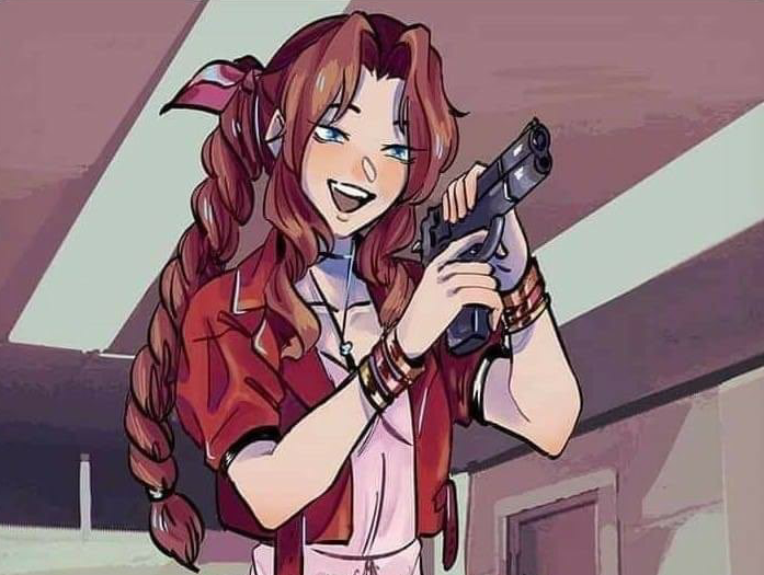 Aerith with a gun Blank Meme Template