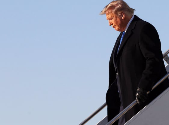 Trump exiting plane Blank Meme Template