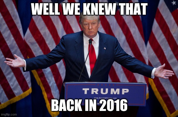 Donald Trump | WELL WE KNEW THAT BACK IN 2016 | image tagged in donald trump | made w/ Imgflip meme maker