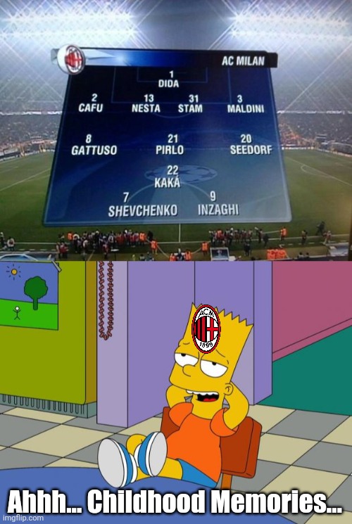 AC Milan 2004-2005 was ON FIRE!!! #BringBackMilanissimo | Ahhh... Childhood Memories... | image tagged in memes,football,soccer,ac milan | made w/ Imgflip meme maker