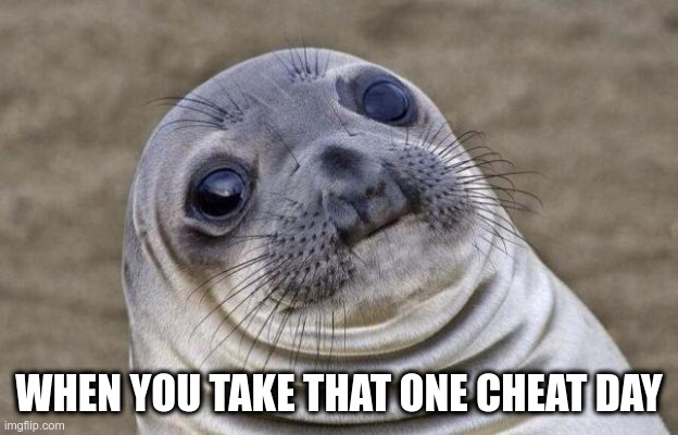 fat | WHEN YOU TAKE THAT ONE CHEAT DAY | image tagged in memes,awkward moment sealion | made w/ Imgflip meme maker
