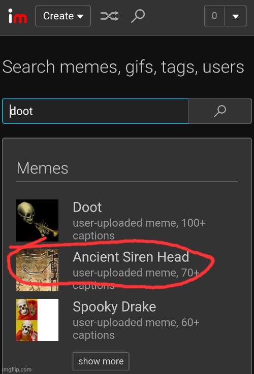 image tagged in doot,imgflip,ancient siren head,siren head,screenshot,doot doot | made w/ Imgflip meme maker