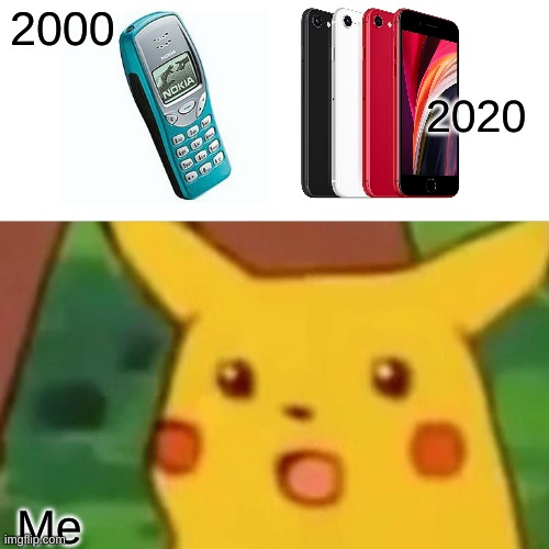 20 years... | 2000; 2020; Me | image tagged in memes,surprised pikachu | made w/ Imgflip meme maker