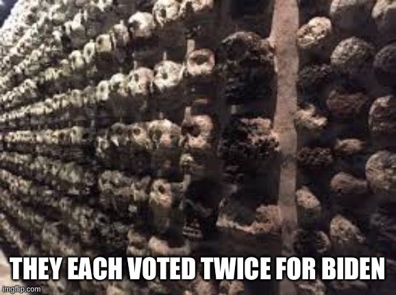 A few more registered democrats | THEY EACH VOTED TWICE FOR BIDEN | image tagged in aztec skulls,dead people voting,all democrats | made w/ Imgflip meme maker