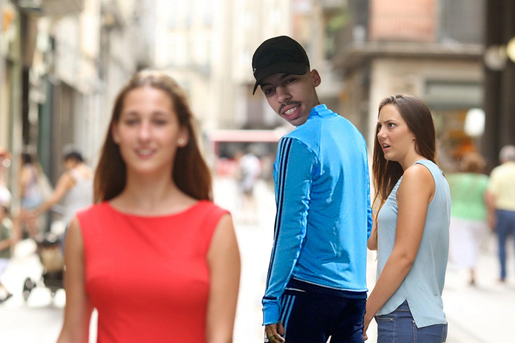 High Quality distracted boyfriend karim Blank Meme Template