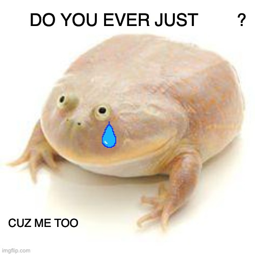 sad phrog | DO YOU EVER JUST        ? CUZ ME TOO | image tagged in wednesday frog blank | made w/ Imgflip meme maker