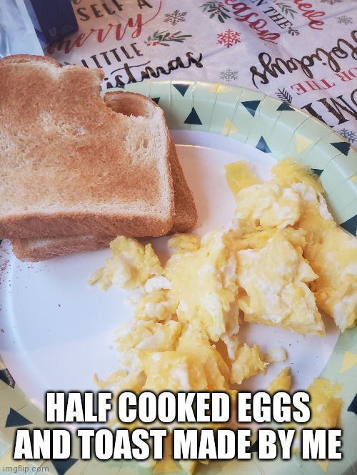 The only home skill I have | HALF COOKED EGGS AND TOAST MADE BY ME | made w/ Imgflip meme maker