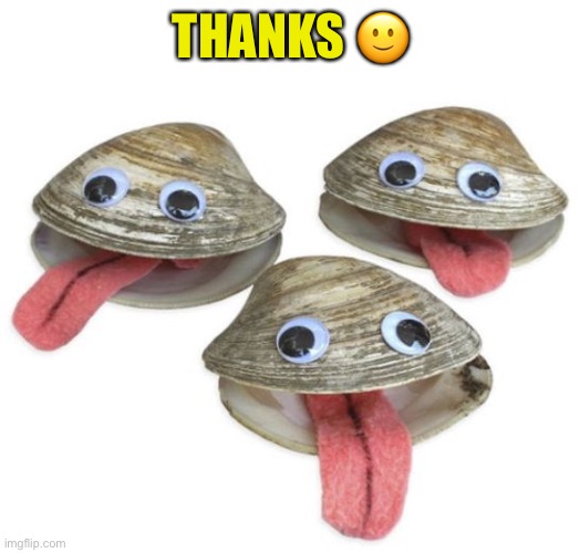 Clams | THANKS ? | image tagged in clams | made w/ Imgflip meme maker