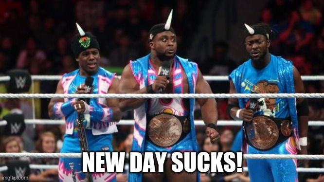 NEW DAY SUCCS | NEW DAY SUCKS! | image tagged in new day wwe | made w/ Imgflip meme maker