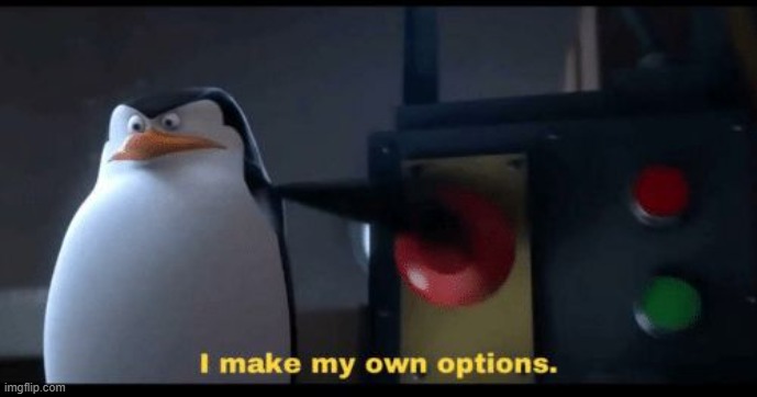 I make my own options | image tagged in i make my own options | made w/ Imgflip meme maker