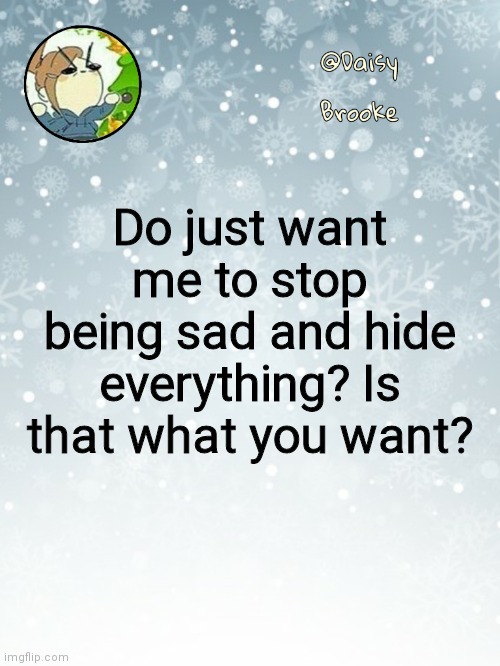 I'm seriously asking. | Do just want me to stop being sad and hide everything? Is that what you want? | image tagged in daisy's christmas template | made w/ Imgflip meme maker