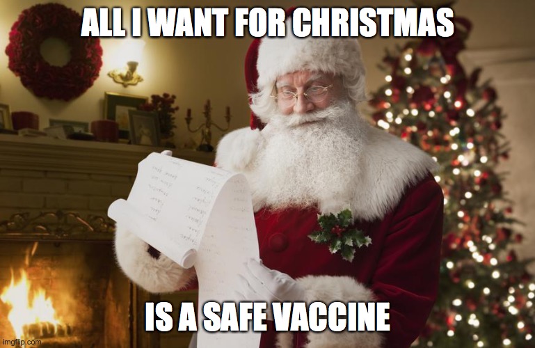 Santa's List | ALL I WANT FOR CHRISTMAS; IS A SAFE VACCINE | image tagged in vaccine,2020,christmas,covid-19,santa | made w/ Imgflip meme maker