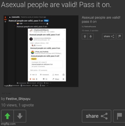 Asexual people are valid! Pass it on | image tagged in hi | made w/ Imgflip meme maker