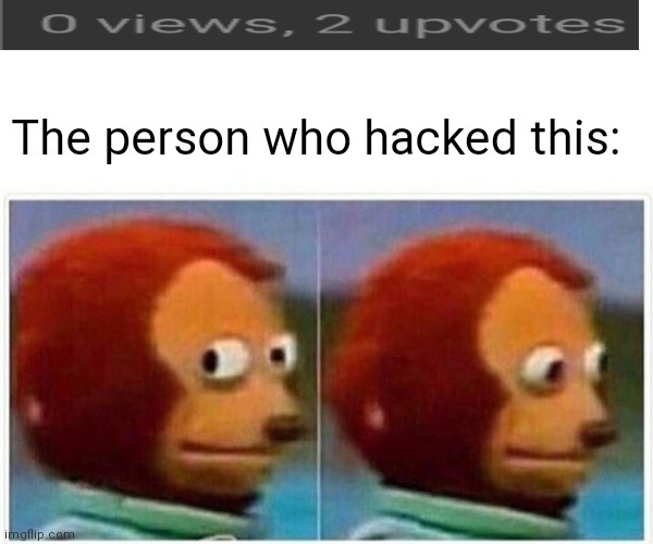 Monkey Puppet | The person who hacked this: | image tagged in memes,monkey puppet | made w/ Imgflip meme maker