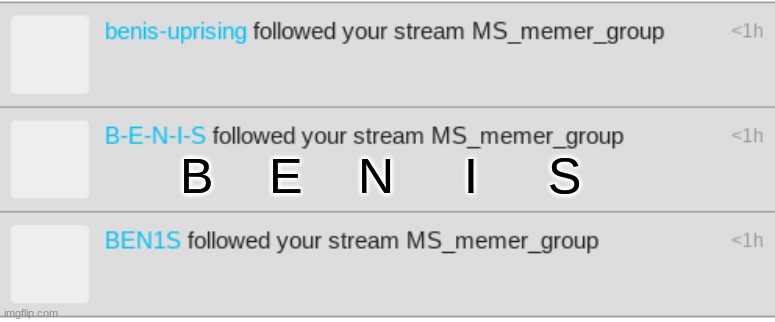 B   E   N    I   S | B    E    N     I     S | made w/ Imgflip meme maker