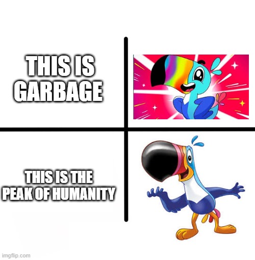 how much of a degenerate can you get? | THIS IS GARBAGE; THIS IS THE PEAK OF HUMANITY | image tagged in memes,blank starter pack | made w/ Imgflip meme maker