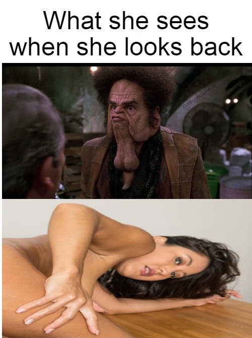 High Quality What She Sees When She Looks Back Blank Meme Template