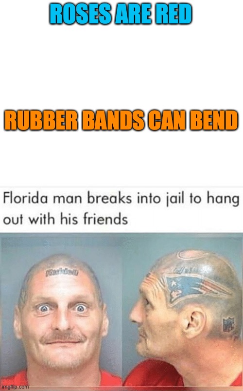  ROSES ARE RED; RUBBER BANDS CAN BEND | image tagged in blank white template | made w/ Imgflip meme maker