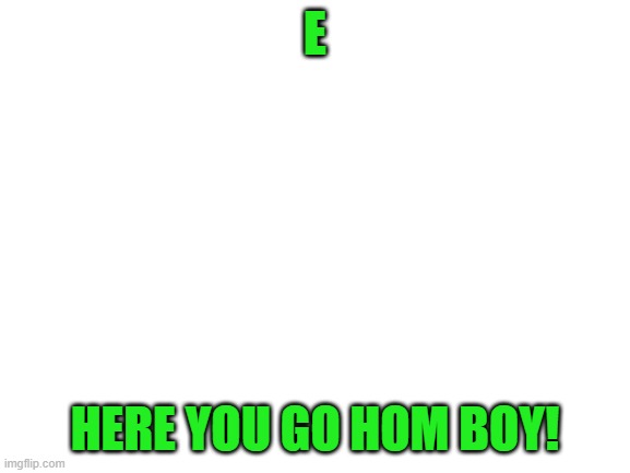 Blank White Template | E HERE YOU GO HOM BOY! | image tagged in blank white template | made w/ Imgflip meme maker