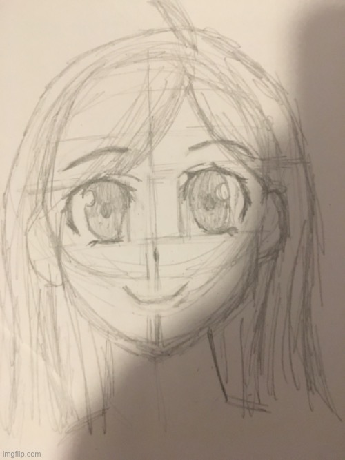 I tried drawing anime for the first time (it took me 2 youtube videos) | image tagged in anime,drawing,first time | made w/ Imgflip meme maker