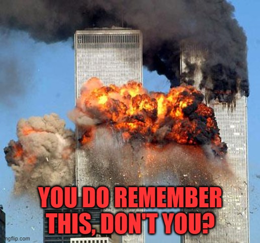9/11 | YOU DO REMEMBER THIS, DON'T YOU? | image tagged in 9/11 | made w/ Imgflip meme maker