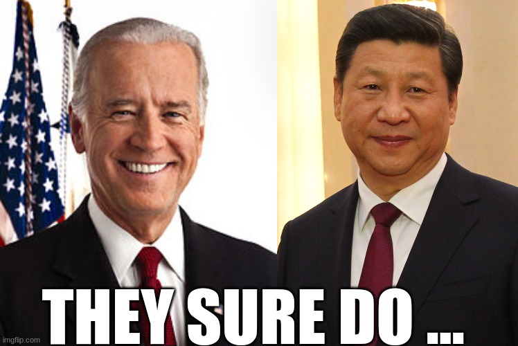 THEY SURE DO ... | image tagged in memes,joe biden,xi jinping | made w/ Imgflip meme maker