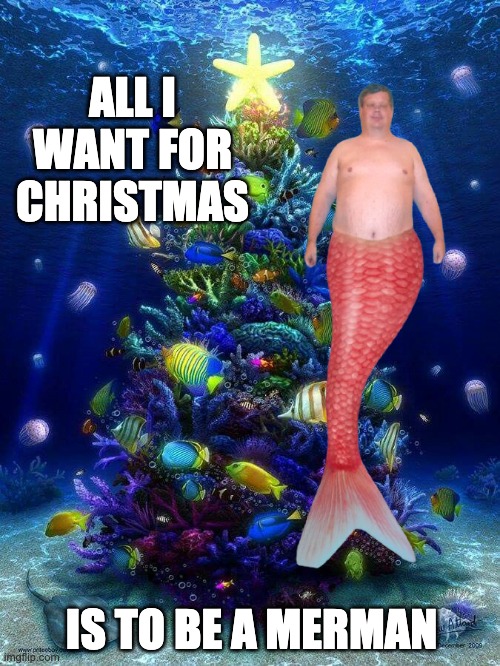 All I want for christmas | ALL I WANT FOR CHRISTMAS; IS TO BE A MERMAN | image tagged in christmas,merman | made w/ Imgflip meme maker
