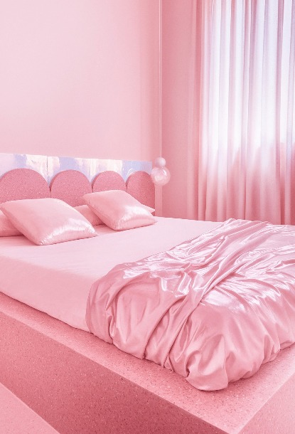 Pink hotel room Blank Meme Template