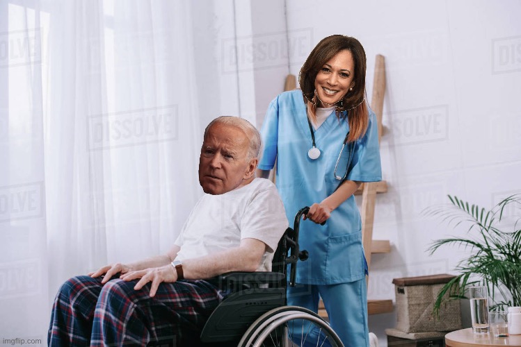 Joe Biden is going to be retired soon | image tagged in nurse wheelchair,memes,joe biden,kamala harris,presidential race,democrats | made w/ Imgflip meme maker