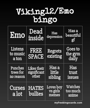 Viking12/EmoDude bingo Blank Meme Template