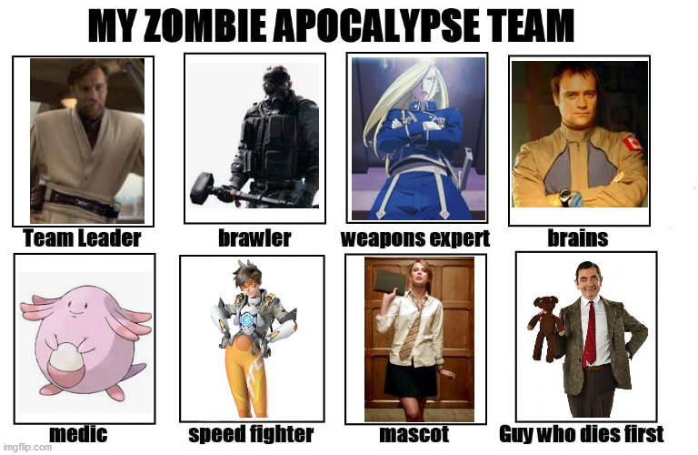 Perfect Team | image tagged in my zombie apocalypse team | made w/ Imgflip meme maker