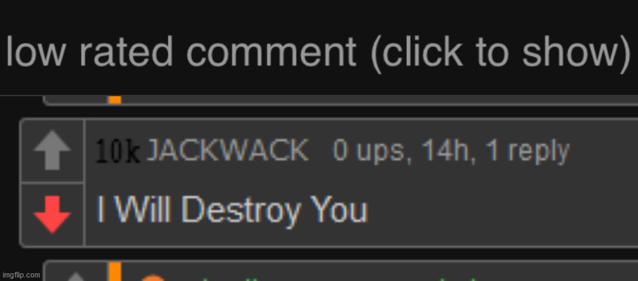 I recieved a low rated comment on one of my images for the first time | image tagged in low rated comment dark mode version | made w/ Imgflip meme maker