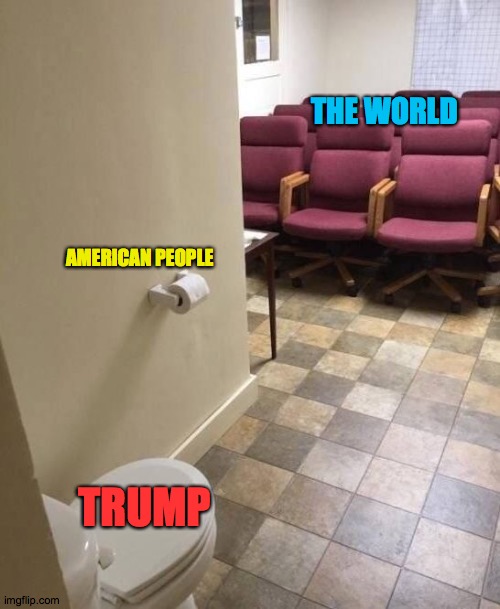 Oh Shit | THE WORLD; AMERICAN PEOPLE; TRUMP | image tagged in audience toilet,ass,wipe,trump,usa,america | made w/ Imgflip meme maker